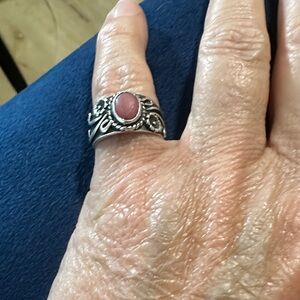 Elegant Silver and Pink Stone Ring